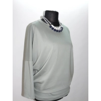 Luźna bluzka Oversize z drapowaniem dla puszystej - oliwkowa